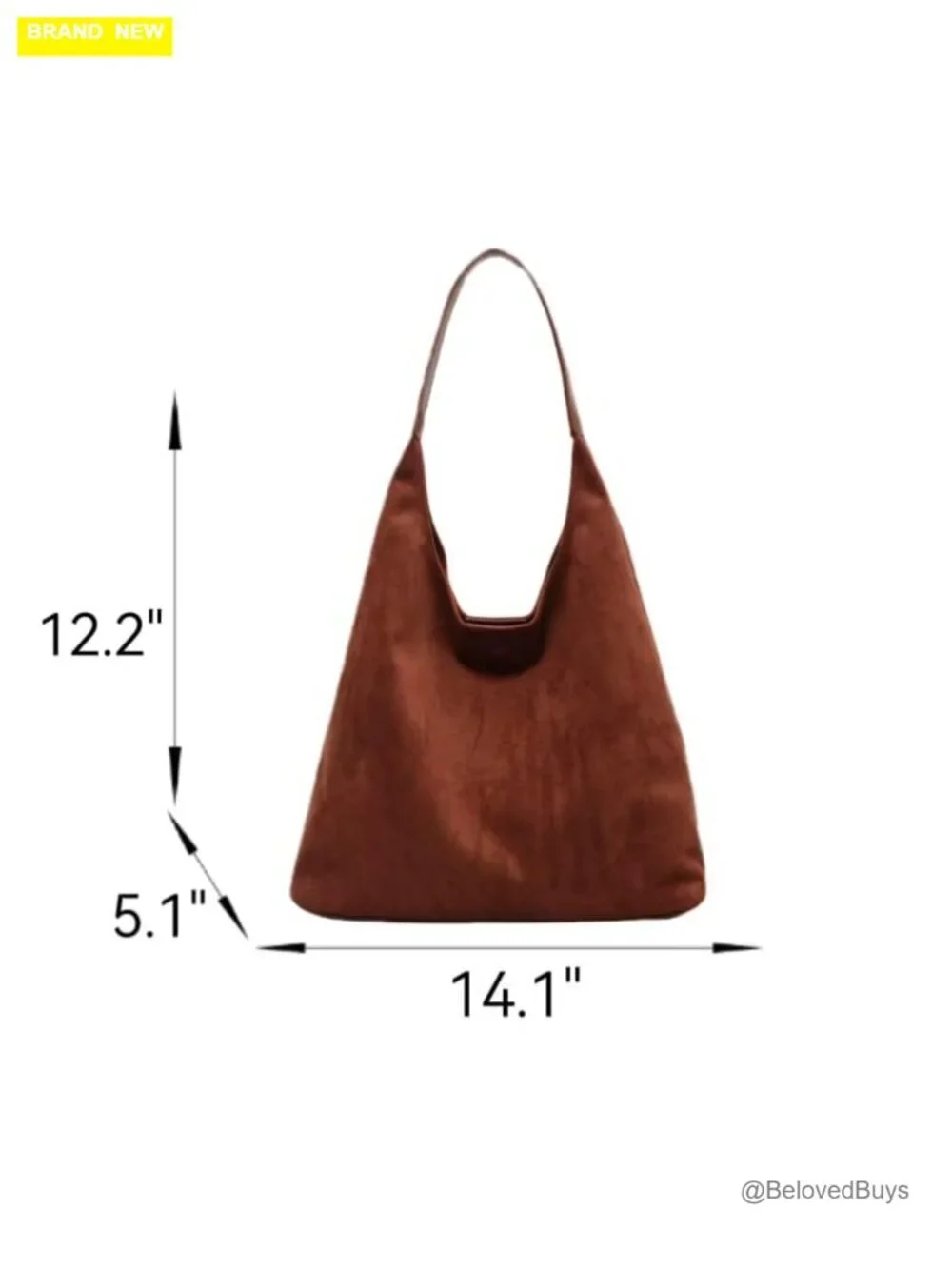 Faux Suede Hobo Bag with Shoulder Strap Tote Handbag